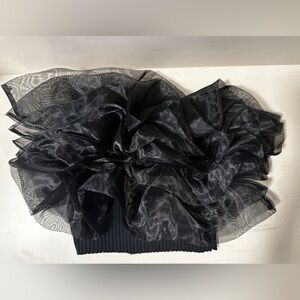 Zara Black Ribbed Ruffle Bandeau